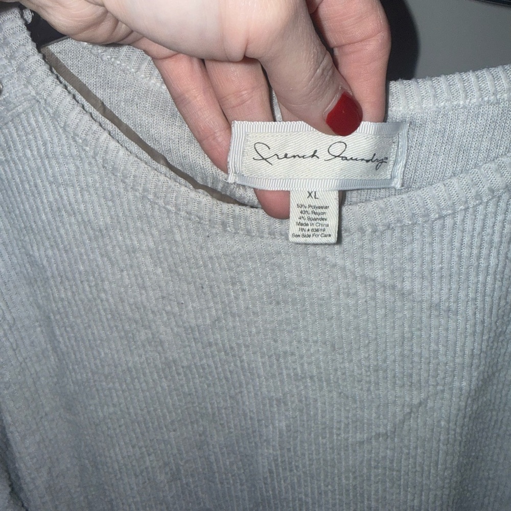 French Laundry Light Gray Ribbed Top